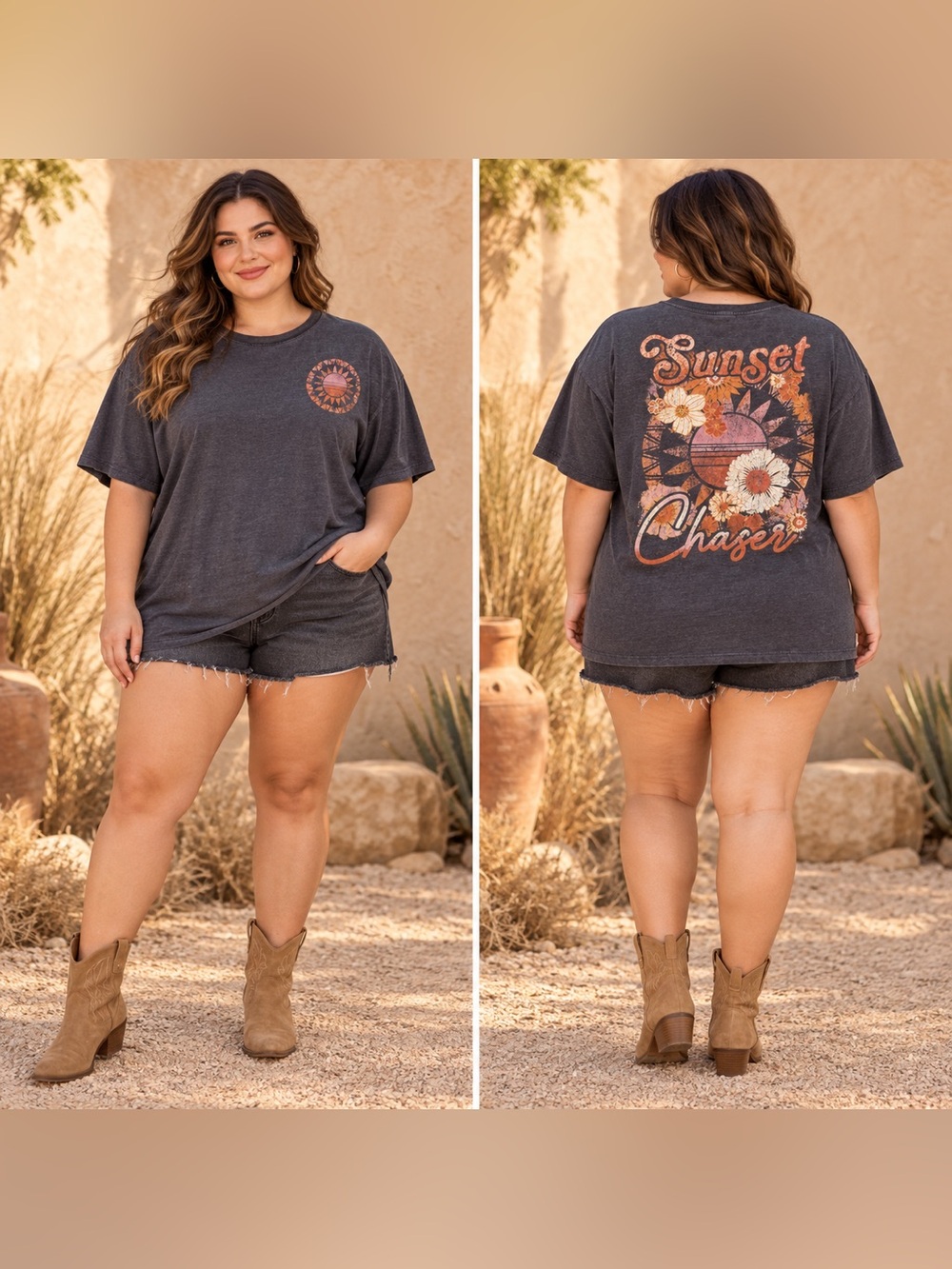 Wild Fable Sunset Chaser Graphic Tee XL Oversized Boho Western